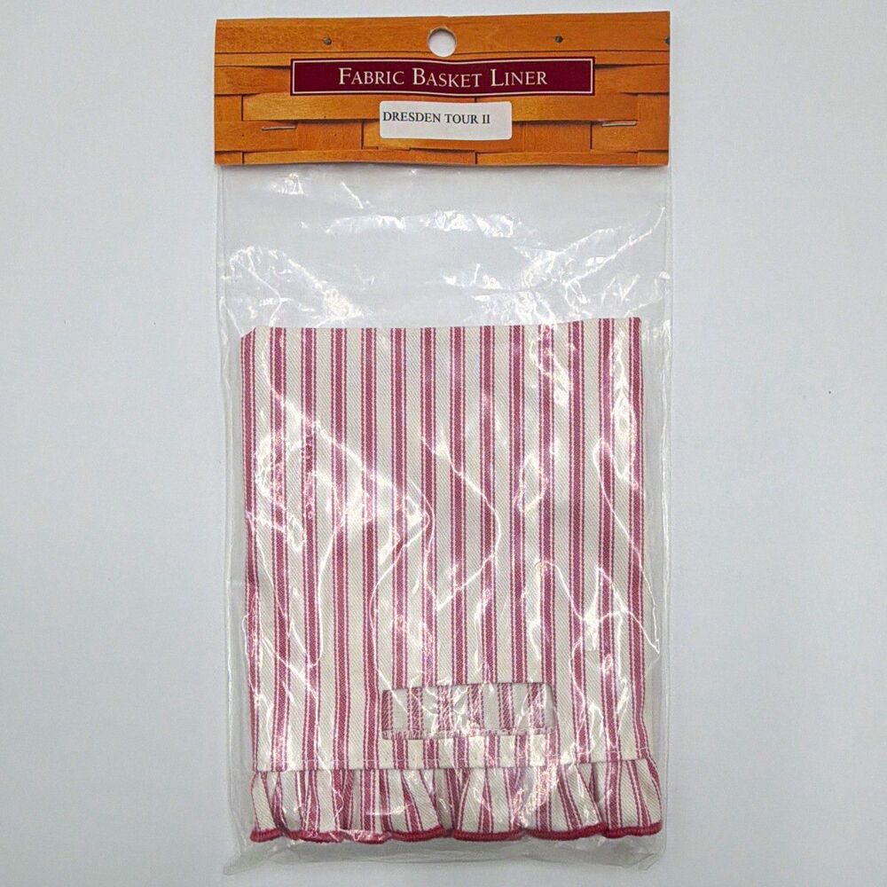 Dresden Tour II Fabric Basket Liner Red & White Stripe Packaged